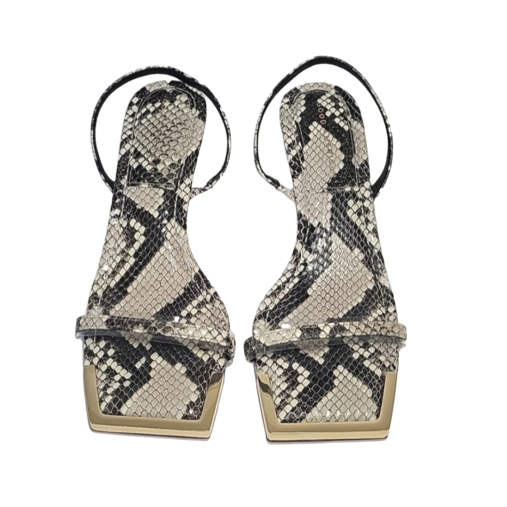 Nwot,Good American Python Stone Square Toe Kitten… - image 1